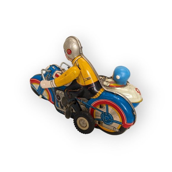 Vintage Wind Up Metal Schylling Collector Series Motorcycle & Side Car Toy - Picture 2 of 6